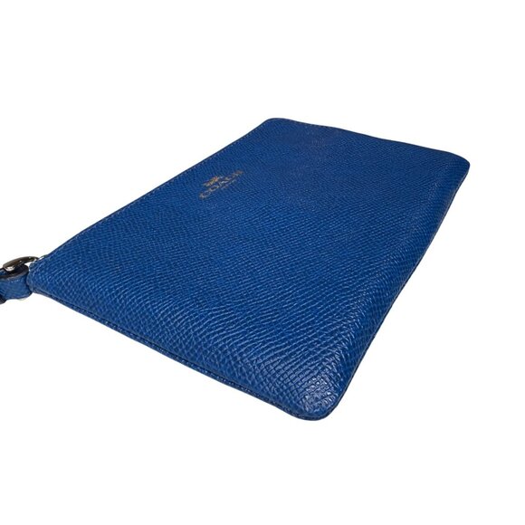 Coach Navy Pebble Leather Wristlet Clutch - Picture 2 of 5